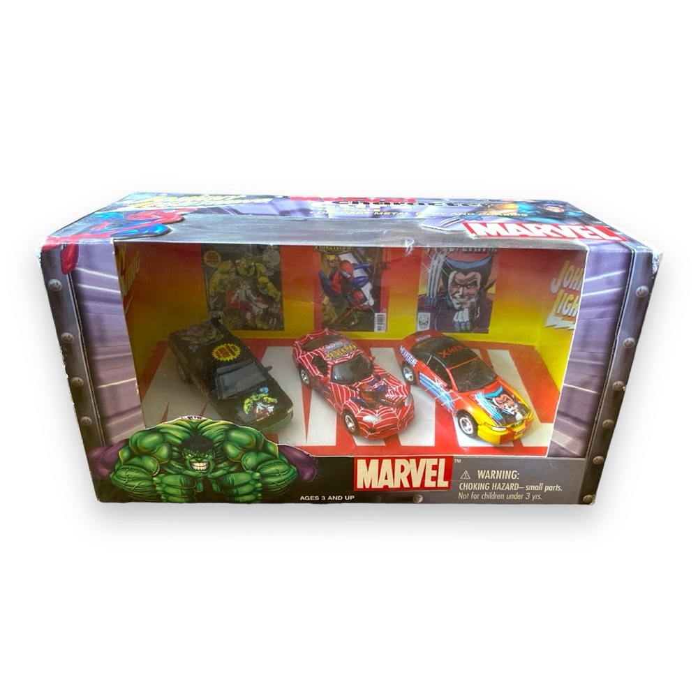 Johnny Lightning Marvel Character Cars - Hulk/Spiderman/Wolverine 2002